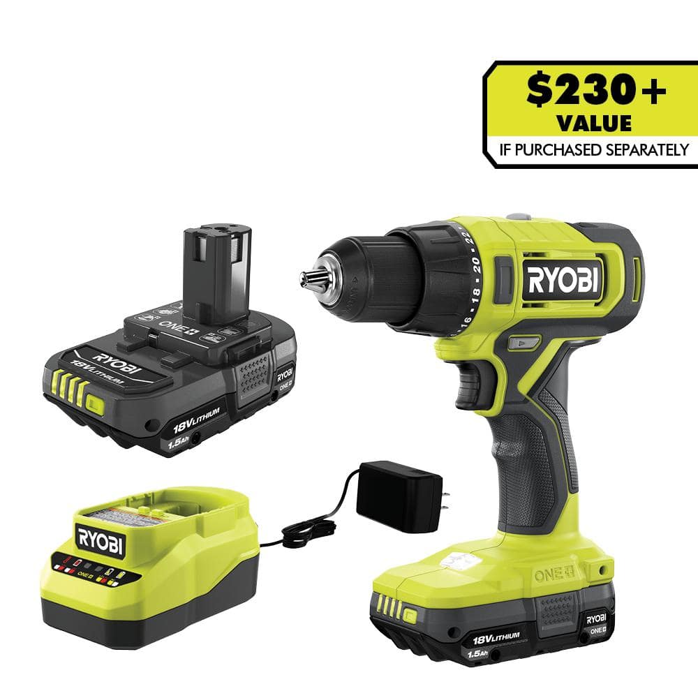 ONE+ 18V Cordless 1/2 in. Drill/Driver Kit with (2) 1.5 Ah Batteries and Charger