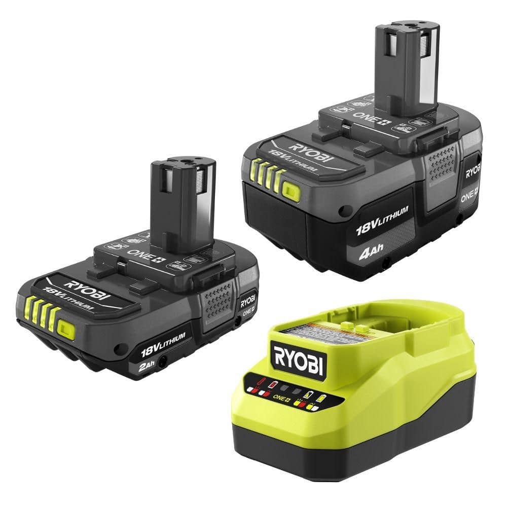 Ryobi ONE+ 18V Li-Ion Starter Kit - 4.0 Ah Battery  2.0 Ah Battery  Charger