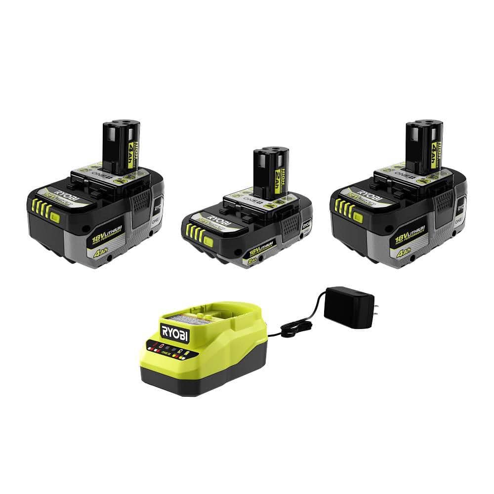 ONE+ 18V Lithium-Ion HIGH PERFORMANCE Starter Kit with 2.0 Ah Battery  (2) 4.0 Ah Batteries  and Charger
