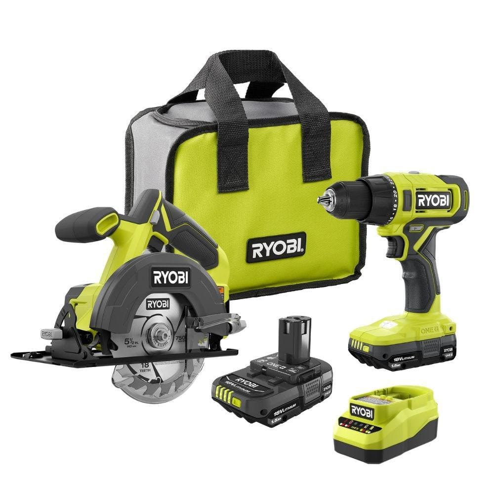RYOBI 18V Cordless Power Tool Set 1.5 Ah  2 Pack